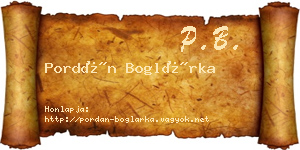 Pordán Boglárka névjegykártya